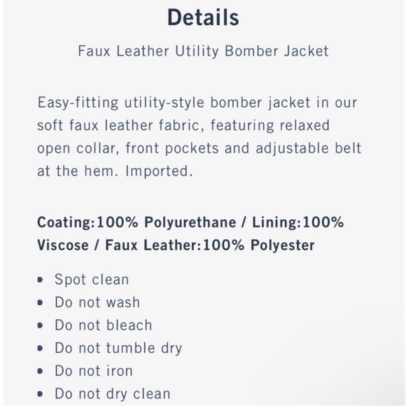 A&F Faux Leather Bomber Jacket - Picture 5 of 5